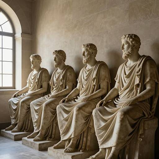 Ancient Marble Statues in Soft Light