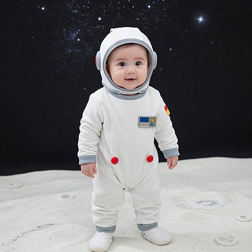 Infant in Playful Moon Spacesuit