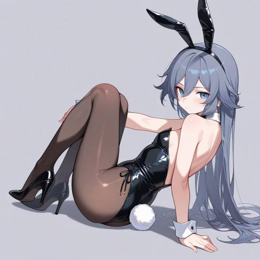 Playful Bunny Girl in Leotard
