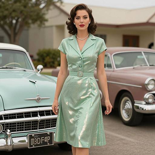 Vintage Chic Woman in Retro Setting