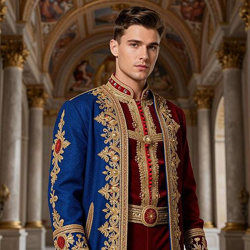 Regal Man in Ornate Royal Attire