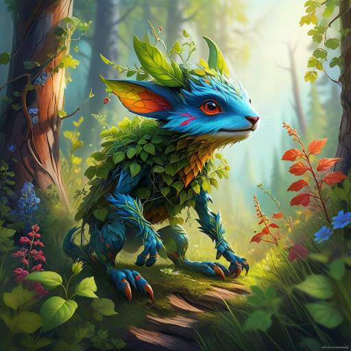Whimsical Plant Creature in Alpine Meadow