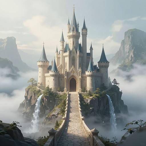 Mystical Fantasy Castle on Cliff