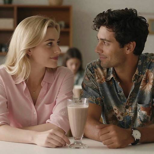 Candid Moment Over Chocolate Milk