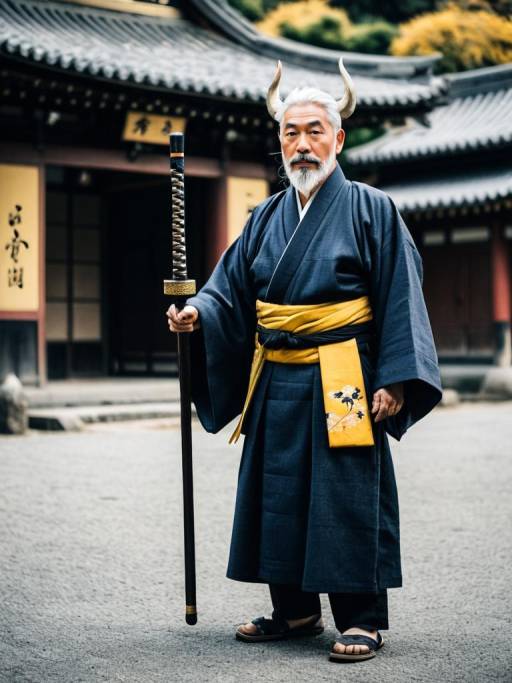 Mystical Old Man in Traditional Attire