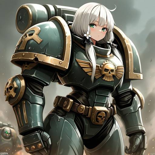 Illustration of Adeptus astartes, warhammer 40k in the style of Genek