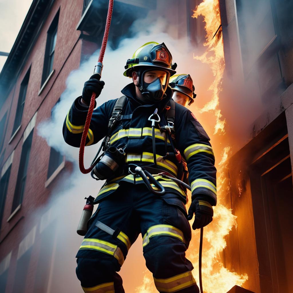 Fearless Firefighter in Action