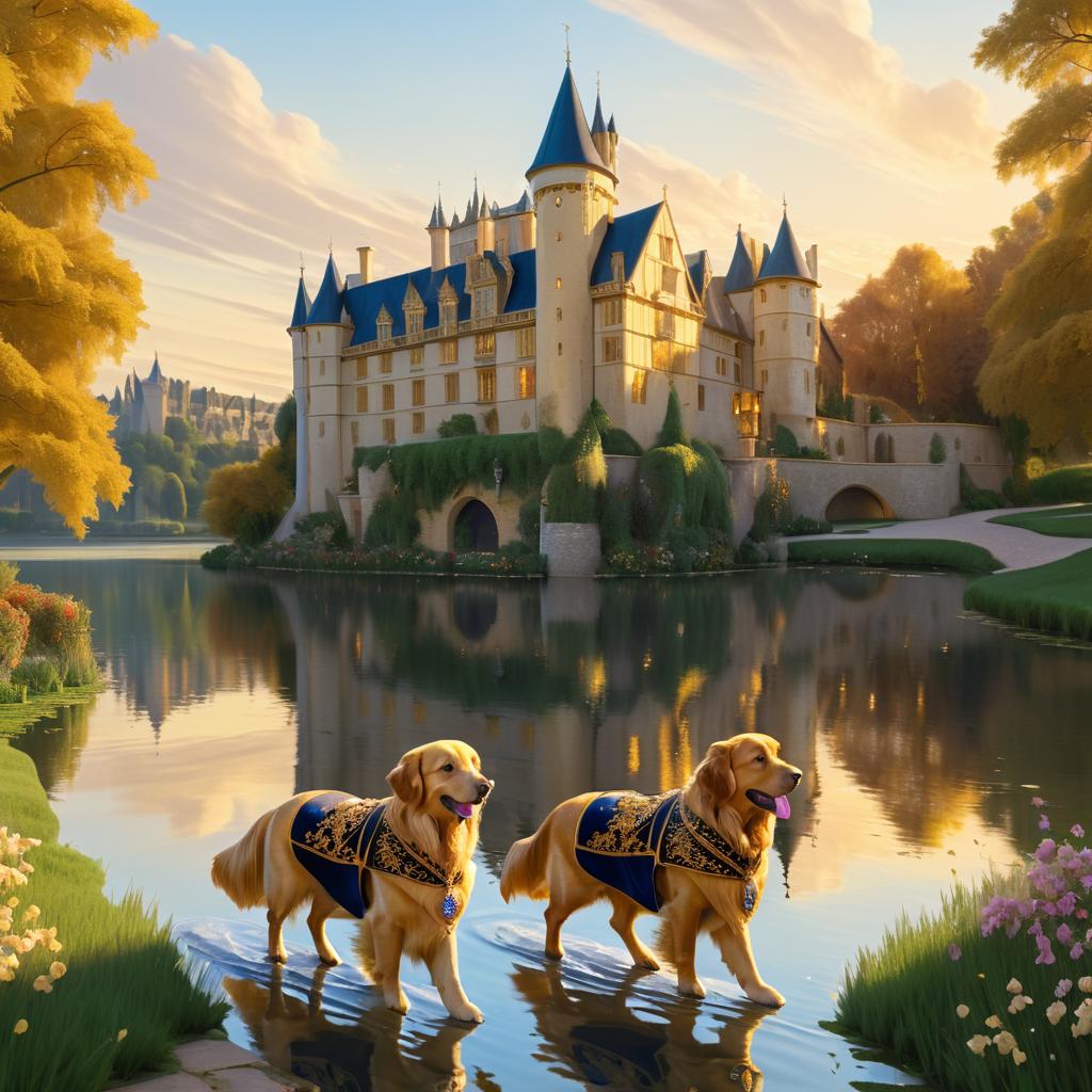 Regal Retrievers in a Medieval Landscape