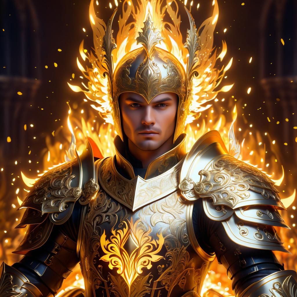 Valiant Paladin in Fiery Armor