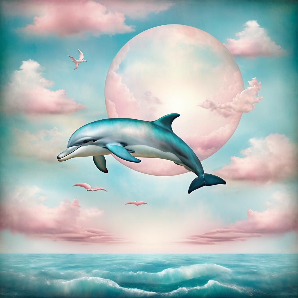 Surreal Dolphin Dance in Cloudy Skies