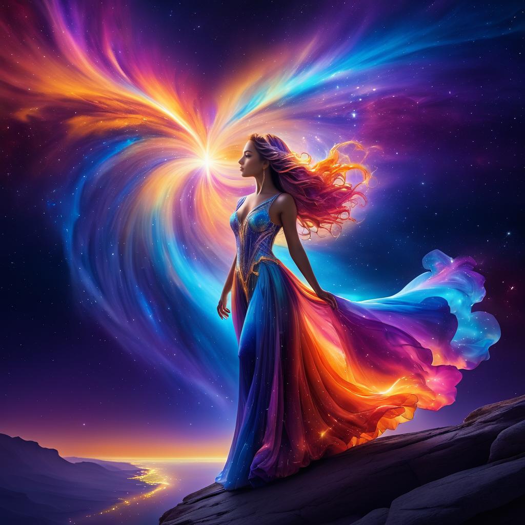 Celestial Woman in a Cosmic Aurora