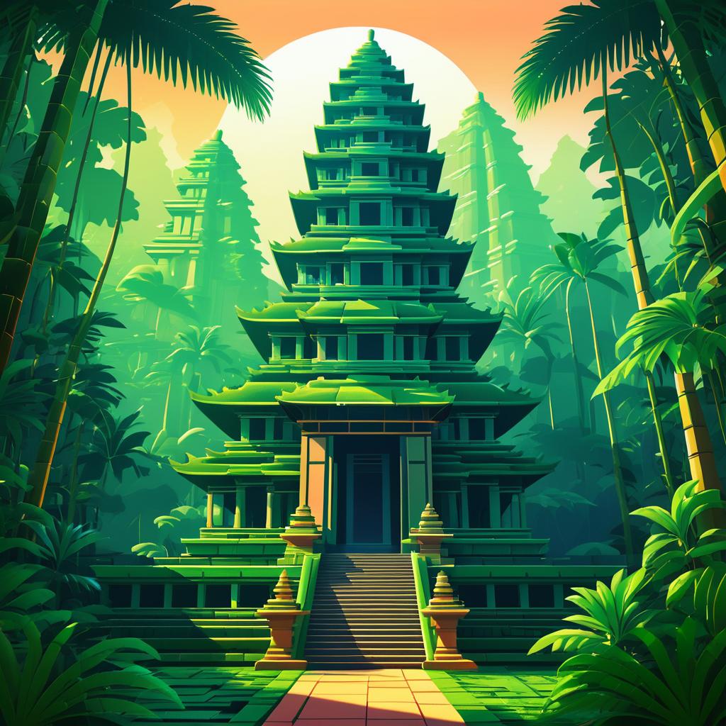 Ancient Temple Surrounded by Lush Jungle