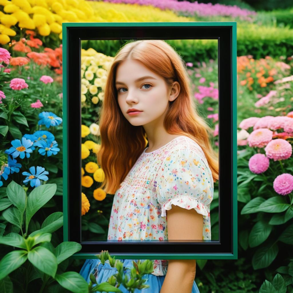 Cinematic Portrait of Girl in Flower Garden