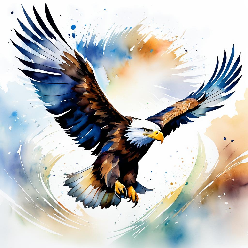 Majestic Eagle Soaring: Watercolor Freedom Art