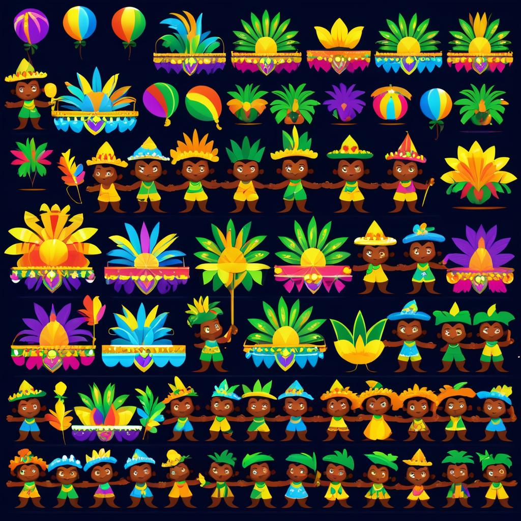 Festive Brazilian Carnival Sprite Sheet Design