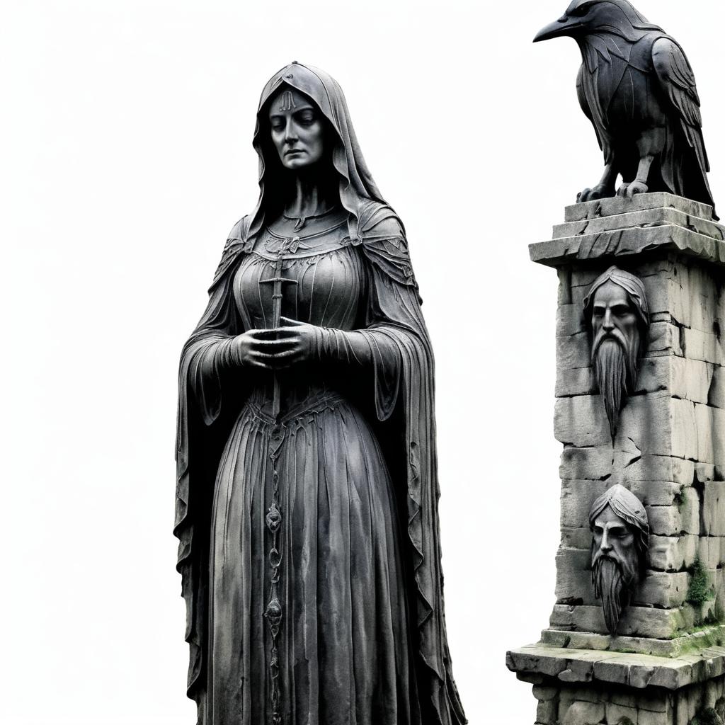 Haunting Statue of a Three-Faced Witch