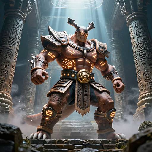 Muscular Pitbull Pokemon Temple Guardian