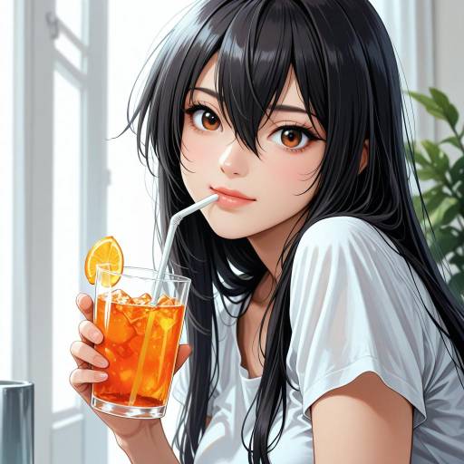 Young Woman Drinking Orange Juice