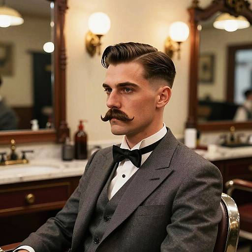 Vintage Gentleman with Rectangle Mustache
