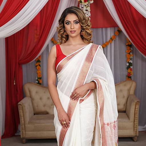 Elegant South Asian Woman in Saree