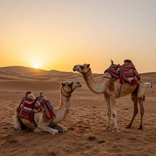 Desert Camels with Silk Scarves