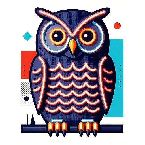 Neon Brutalist Owl Illustration