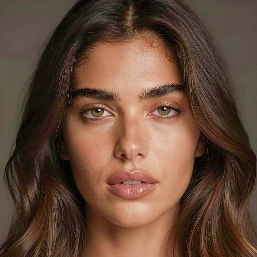 Close-up of Woman with Dark Brown Wavy Hair
