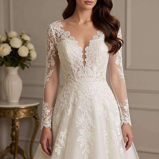 Elegant Bridal Gown with Broderie Anglaise