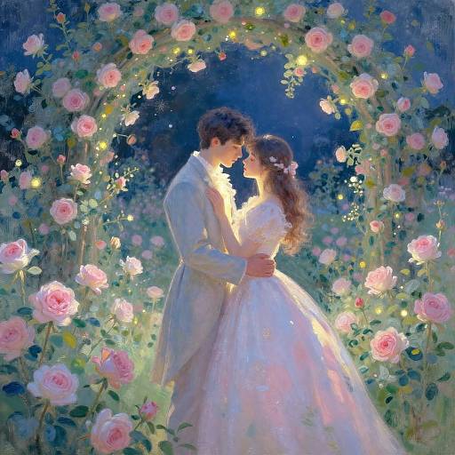 Romantic Moonlit Garden Embrace