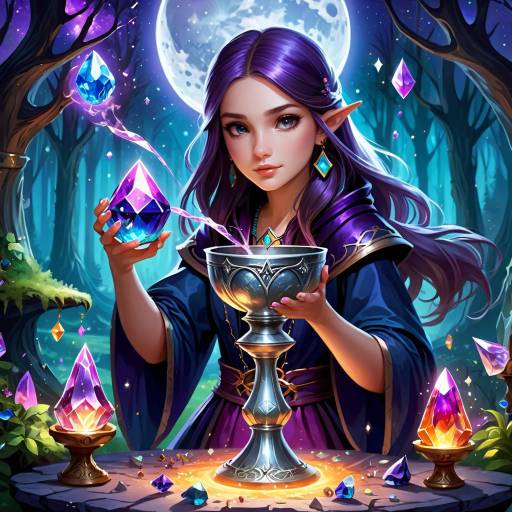 Enchanting Sorceress Brewing a Potion Enchanting Sorceress Brewing a Potion