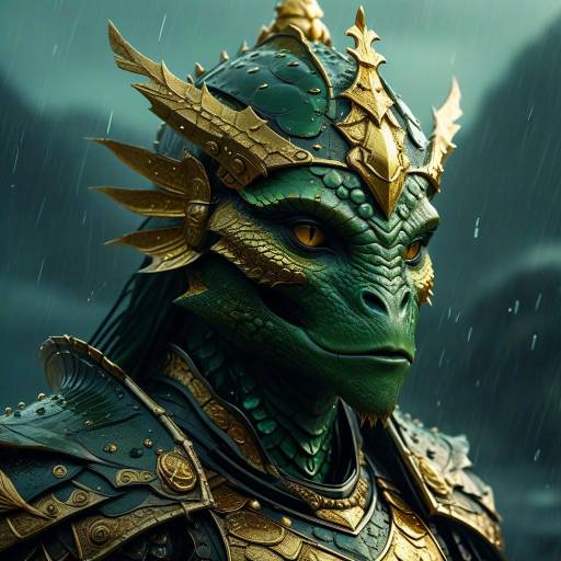 Majestic Amphibious Creature in Dark Fantasy