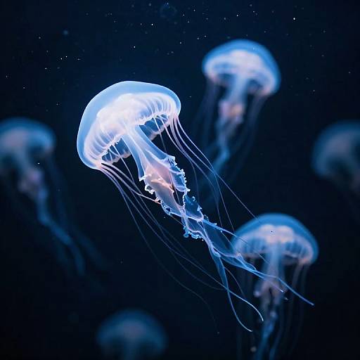 Ethereal Bioluminescent Jellyfish Scene
