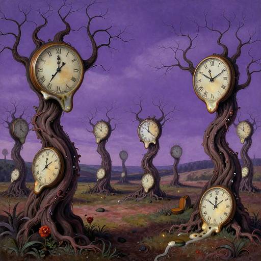 Surreal Dreamscape with Melting Clocks
