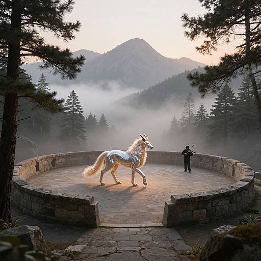 Dawn Mist Over Ancient Arena