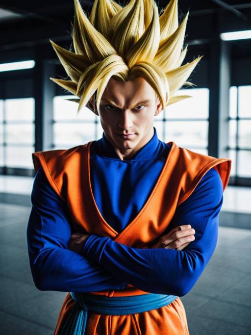 Man in Super Saiyan Cosplay Costume