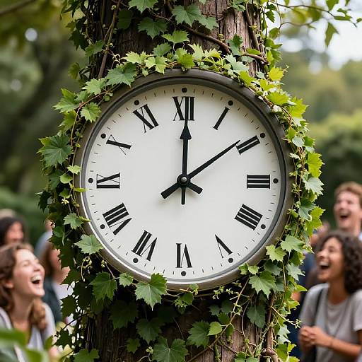 Living Vine Clock Triggered by Laughter