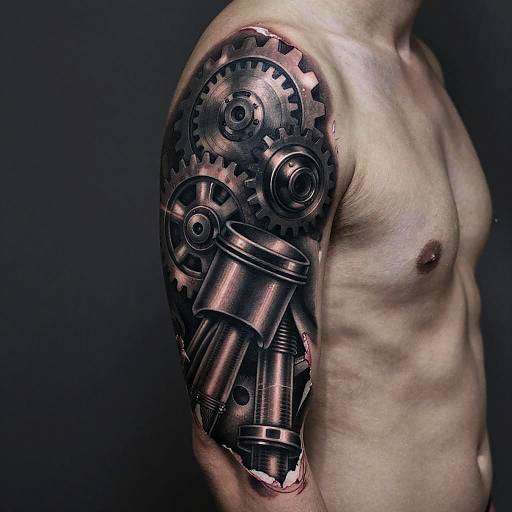 Cyberpunk Full Sleeve Gear Tattoo