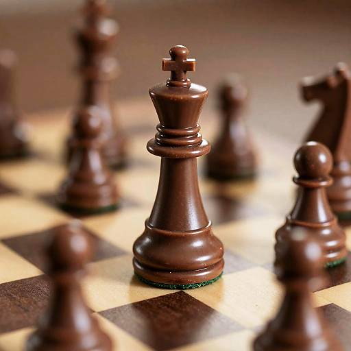 Glossy Chocolate Chessboard Under Warm Light