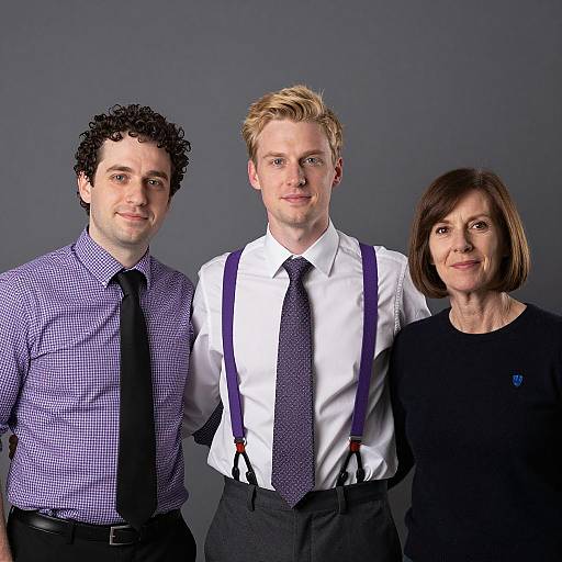 Three Smiling Individuals in Casual Attire