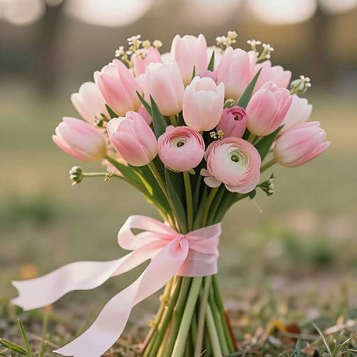 Delicate Pink Tulip and Ranunculus Bouquet