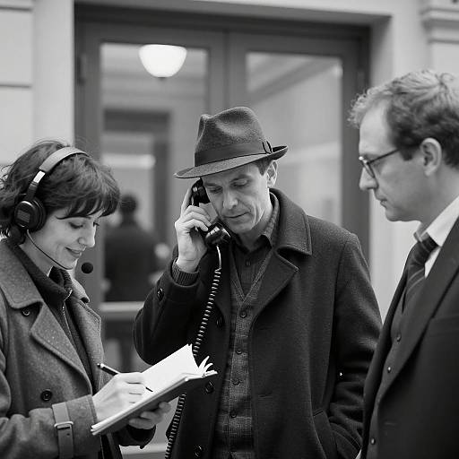 Vintage Scene with Stylish Trio