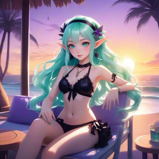 Anime Elf at Sunset Beach Lounge
