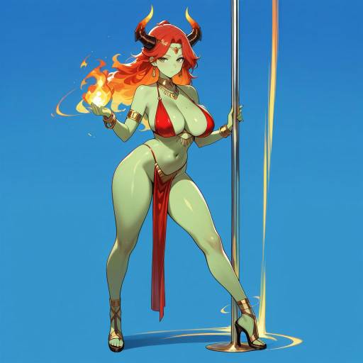 Seductive Demoness in Fiery Glamour Seductive Demoness in Fiery Glamour