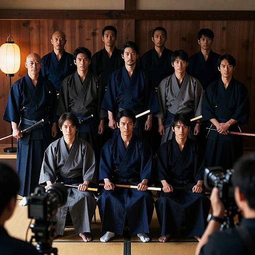 Japanese Men in Kimonos with Film Crew