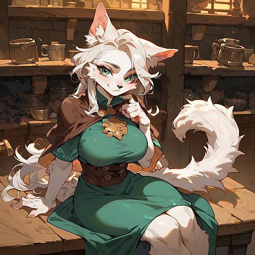Furry Cat Girl in Tavern