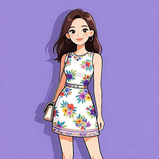 Smiling Woman in Floral Shift Dress