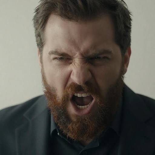 Angry Bearded Man Close-Up