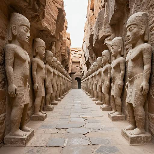 Surreal Floating Stone Figures in Canyon