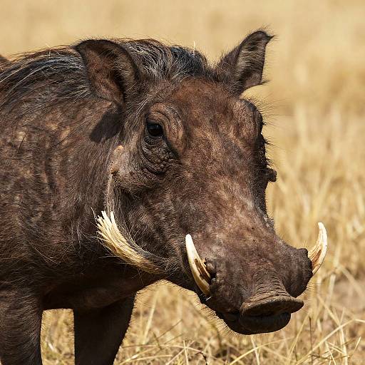 Close-Up Warthog in Natural Habitat