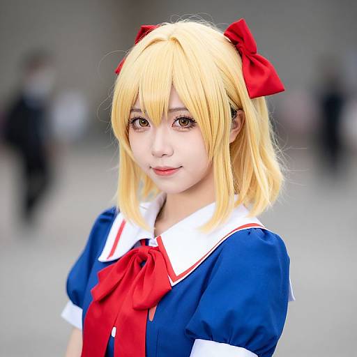 Blonde Girl with Red Bow Outfit